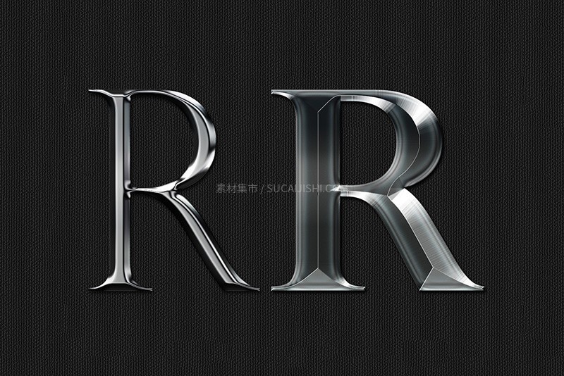 50+真实金属镀金镀铬质感PS样式 ASL PSD格式